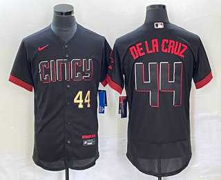 Men%27s Cincinnati Reds #44 Elly De La Cruz Number Black 2023 City Connect Flex Base Stitched Baseball Jersey2